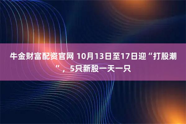 牛金财富配资官网 10月13日至17日迎“打股潮”，5只新股一天一只