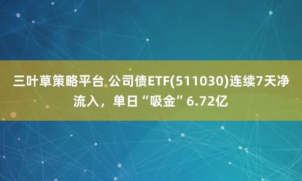 三叶草策略平台 公司债ETF(511030)连续7天净流入，单日“吸金”6.72亿